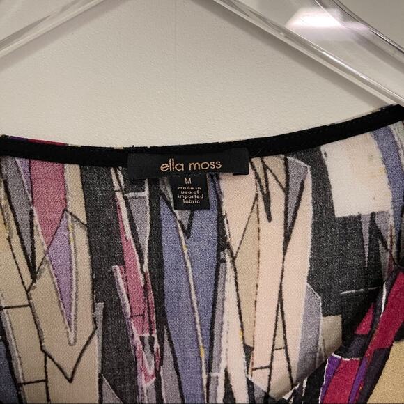 ELLA MOSS Stained Glass 3/4 Sleeve Top Graphic Art Print Size Medium - Picture 2 of 8